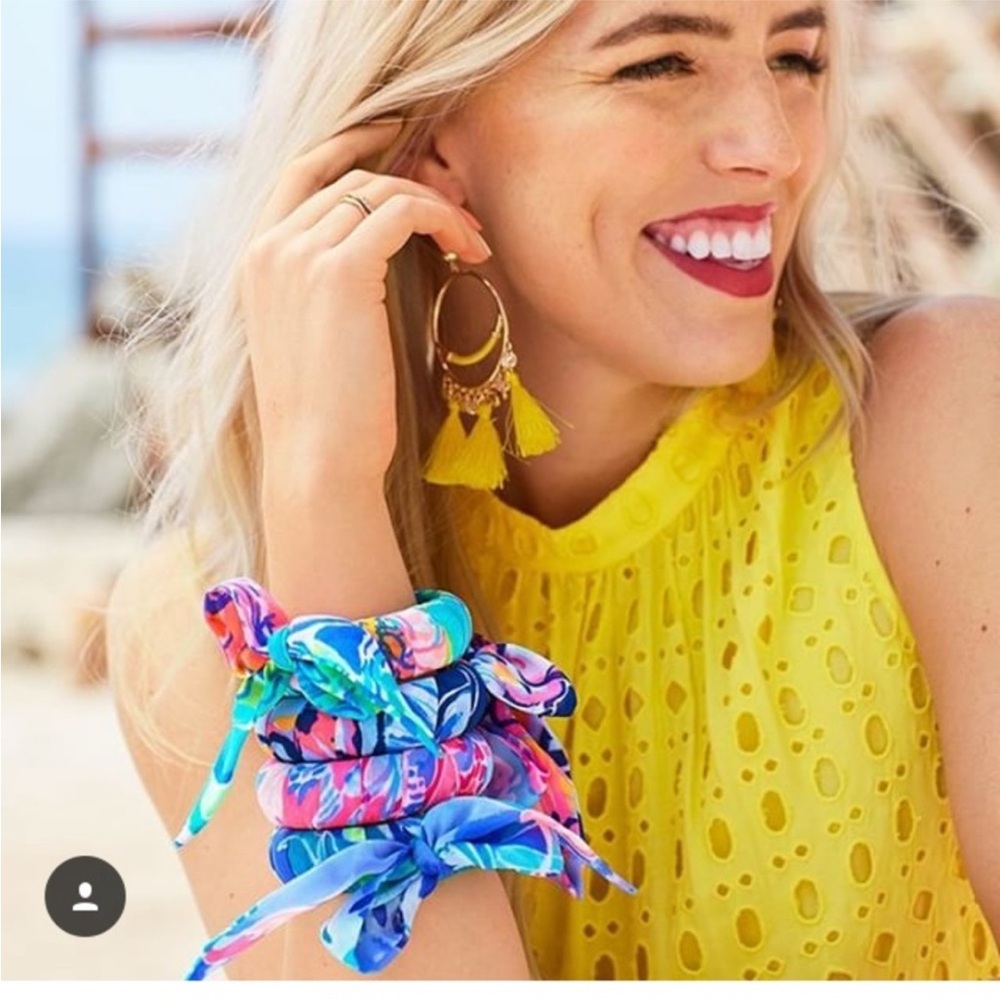 Lilly Pulitzer Fabric Wrapped Bangle Bracelet Bennet Blue Celestial Seas